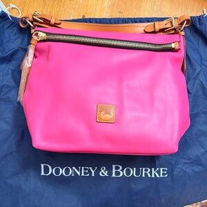 Dooney & Burke Large Pink Fuchsia McKenzie Leather Hobo Bag
